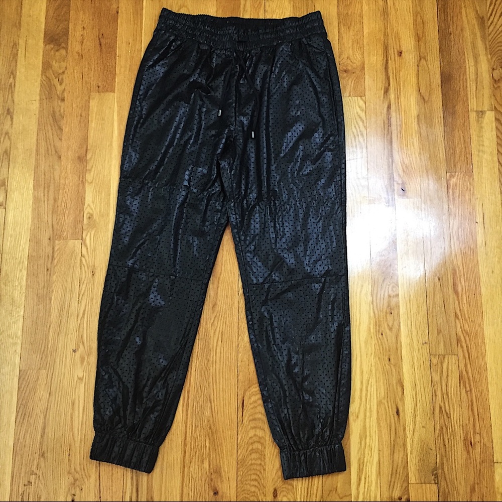 Faux Leather Joggers Pants Size 10 EUC Tamar Lined